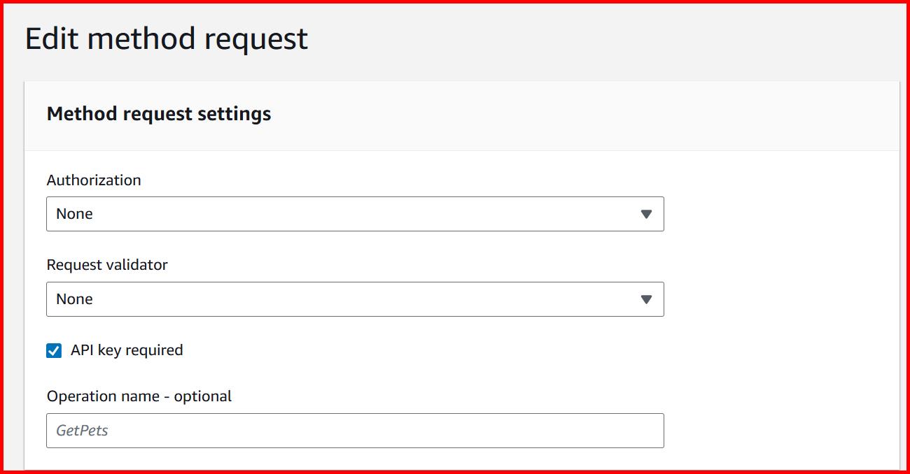 Picture showing the Edit method request screen